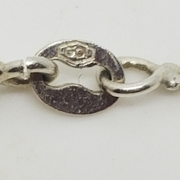 VINTAGE STERLING SILVER & COLORLESS SPINEL PENDANT & SERPENTINE CHAIN NECKLACE - Picture 8 of 8